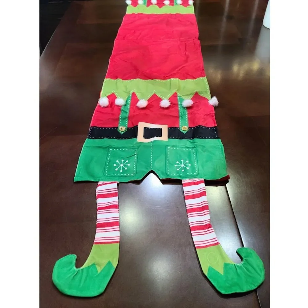 Christmas Table Runner Elf Decor Decorative Cloth Xmas Holiday Decoration Red